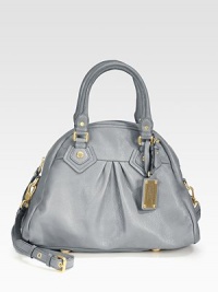 A feminine style in luxurious pebbled leather with elegant pleated details.Double top handles, 5 dropDetachable adjustable shoulder strap, 17-19 dropTop zip closureOne inside zip pocketTwo inside open pocketsFully lined13¾W X 11H X 6DImported A feminine style in luxurious pebbled leather with elegant pleated details.Double top handles, 5 dropDetachable adjustable shoulder strap, 17-19 dropTop zip closureOne inside zip pocketTwo inside open pocketsFully lined13¾W X 11H X 6DImported