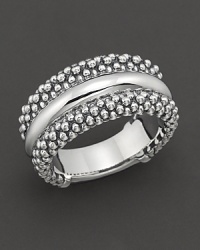 Crafted from bundled sterling silver beads, Lagos' Caviar ring maintain a cooly sophisticated look and feel. Designed by Lagos. Crafted from bundled sterling silver beads, Lagos' Caviar ring maintain a cooly sophisticated look and feel. Designed by Lagos.