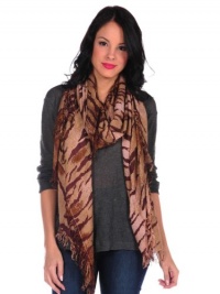 Theodora & Callum Womens Rose Multi Tiger Fall Allover Fringe Scarf - Rose - One Size Theodora & Callum Womens Rose Multi Tiger Fall Allover Fringe Scarf - Rose - One Size