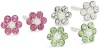 Kate & Lucy Sterling Silver 3 Piece Cubic Zirconia Flower Girl's Stud Earring Set