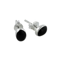 Sterling Silver 5x7mm Oval Stud Earrings with Black Onyx Sterling Silver 5x7mm Oval Stud Earrings with Black Onyx