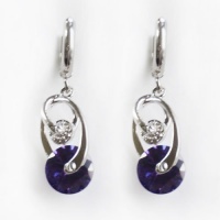 Rarelove White With Purple Crystal CZ Double Circles Round Silver Plated Dangle earrings Rarelove White With Purple Crystal CZ Double Circles Round Silver Plated Dangle earrings