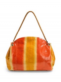 THE LOOKBraided leather shoulder strapGathered sideDome top silhouette of tonal striped luxe pythonMagnetic top closureOne outside zip pocketProtective metal feetOne inside open python pocketOne inside zip pocket with logo pullInside logo detailTHE MEASUREMENTShoulder strap, 10 drop19½W X 13H X 4DTHE MATERIALPythonLeather trimMicrofiber liningORIGINMade in Italy THE LOOKBraided leather shoulder strapGathered sideDome top silhouette of tonal striped luxe pythonMagnetic top closureOne outside zip pocketProtective metal feetOne inside open python pocketOne inside zip pocket with logo pullInside logo detailTHE MEASUREMENTShoulder strap, 10 drop19½W X 13H X 4DTHE MATERIALPythonLeather trimMicrofiber liningORIGINMade in Italy