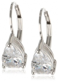 Platinum Plated Sterling Silver Pear-Shaped Cubic Zirconia Lever Back Earrings Platinum Plated Sterling Silver Pear-Shaped Cubic Zirconia Lever Back Earrings