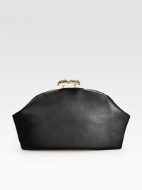 A soft feminine frame in soft, supple leather.Kiss-lock closureFully lined14W X 7½H X 2¾DMade in Italy A soft feminine frame in soft, supple leather.Kiss-lock closureFully lined14W X 7½H X 2¾DMade in Italy