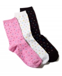 Feel the love all the way down to your toes. Trouser socks by Hot Sox feature tiny hearts in a rainbow of colors. Feel the love all the way down to your toes. Trouser socks by Hot Sox feature tiny hearts in a rainbow of colors.