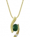 Effy Jewlery 14K Yellow Gold Emerald and Diamond Pendant, .77 TCW