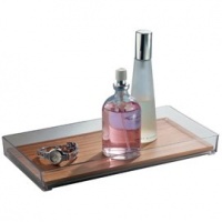 InterDesign Formbu Vanity Tray, Clear, Natural Bamboo InterDesign Formbu Vanity Tray, Clear, Natural Bamboo