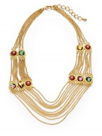 THE LOOKMultiple layered chainsCrystal and bead accentsGoldtone settingLobster claspTHE MEASUREMENTDrop width, about 4Length, about 23ORIGINImported THE LOOKMultiple layered chainsCrystal and bead accentsGoldtone settingLobster claspTHE MEASUREMENTDrop width, about 4Length, about 23ORIGINImported