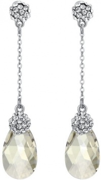 Pear Drop Swarovski Elements Crystal Dangle Earrings for Women (Clear) 1038101