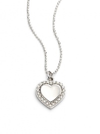 THE LOOKBrilliant Collection.22 tcw diamond heart pendant14k white gold pendant and chainLobster claspTHE MEASUREMENTPendant length, about ½Length, about 16ORIGINMade in USA THE LOOKBrilliant Collection.22 tcw diamond heart pendant14k white gold pendant and chainLobster claspTHE MEASUREMENTPendant length, about ½Length, about 16ORIGINMade in USA