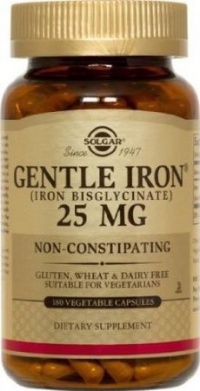 Solgar Gentle Iron 25 MG (IRON BISGLYCINATE) 180 Vegetable Capsules Solgar Gentle Iron 25 MG (IRON BISGLYCINATE) 180 Vegetable Capsules
