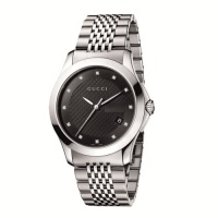 Gucci Men's YA126405 G-Timeless Medium Diamond Marker Black Dial Watch Gucci Men's YA126405 G-Timeless Medium Diamond Marker Black Dial Watch