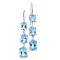 CleverEve Designer Series Triple Oval Cut Genuine Blue Topaz Dangling French Wire Earrings in Silver CleverEve Designer Series Triple Oval Cut Genuine Blue Topaz Dangling French Wire Earrings in Silver