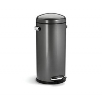 simplehuman Round Retro Step Trash Can, Dark Grey Steel, 30-Liter / 8-Gallon simplehuman Round Retro Step Trash Can, Dark Grey Steel, 30-Liter / 8-Gallon