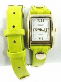 bar III Watch, Women's 20 Lime Green Leather with Gold-Tone Pyramid Studs Wrap Watch bar III Watch, Women's 20 Lime Green Leather with Gold-Tone Pyramid Studs Wrap Watch