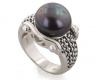 Honora Ladies Sterling Silver Black Pearl Ring - Finger Size 7