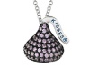 February Birthstone CZ's Medium Flat Back Shaped Hershey`s Kiss Pendant- 16 to 18 Inch Adjustable Chain Included in 925 Sterling Silver