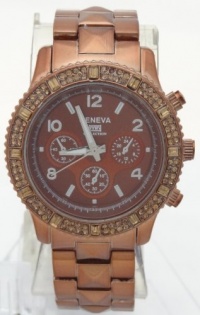 Geneva Quartz Chronograph Look Ladies Brown Runway