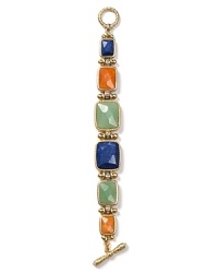 Rock a bold bracelet with this faceted stone style from Carolee, flaunting a chunky-chic mix of carnelian, jade, lapis, and glass stones. Rock a bold bracelet with this faceted stone style from Carolee, flaunting a chunky-chic mix of carnelian, jade, lapis, and glass stones.