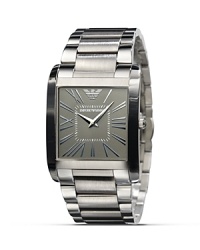 A gold square face and polished metal band make this handsome Armani watch a powerful statement for the confident guy. A gold square face and polished metal band make this handsome Armani watch a powerful statement for the confident guy.