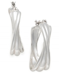 Overlapping hoops blend seamlessly on these sophisticated earrings from Charter Club. Crafted in silver tone mixed metal. Approximate drop: 9/10 inch. Overlapping hoops blend seamlessly on these sophisticated earrings from Charter Club. Crafted in silver tone mixed metal. Approximate drop: 9/10 inch.