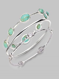 From the Silver Wonderland Collection. Richly veined, faceted ovals of bright turquoise are set all around a graceful sterling silver bangle. Turquoise Sterling silver Diameter, about 2½ Imported From the Silver Wonderland Collection. Richly veined, faceted ovals of bright turquoise are set all around a graceful sterling silver bangle. Turquoise Sterling silver Diameter, about 2½ Imported