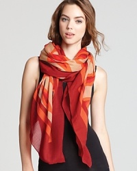 Go geometric with this boldly printed MARC BY MARC JACOBS wool scarf in vivid hues. Go geometric with this boldly printed MARC BY MARC JACOBS wool scarf in vivid hues.