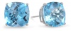 10k White Gold Blue Topaz Checkerboard Cushion Stud Earrings (8mm , 4.00 cttw)