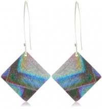 Sterling Silver Dichroic Glass Multi-Color Diamond-Shaped Pattern Earrings Sterling Silver Dichroic Glass Multi-Color Diamond-Shaped Pattern Earrings