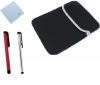 GTMax Neoprene Pouch Case + 2 Pack of Stylus, Cleaning Cloth for Compatible with Fuhu NABI NABI2-NV7A 7-Inch Tablet