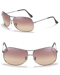 Get set for summer with the flash of Ray-Ban's square wrap aviator sunglasses. Adjustable nose pads to help secure fit. Get set for summer with the flash of Ray-Ban's square wrap aviator sunglasses. Adjustable nose pads to help secure fit.