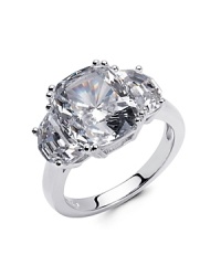Capturing the light, Crislu's platinum ring with a striking cubic zirconia stone is an eternally glamorous piece that is sure to shine on. Capturing the light, Crislu's platinum ring with a striking cubic zirconia stone is an eternally glamorous piece that is sure to shine on.