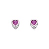 .925 Sterling Silver Rhodium Plated 4mm February Birthstone Heart Bezel CZ Solitaire Basket Stud Earrings for Baby and Children & Women with Screw-back (Amethyst, Purple)