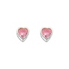 .925 Sterling Silver Rhodium Plated 5mm October Birthstone Heart Bezel CZ Solitaire Basket Stud Earrings for Baby and Children & Women with Screw-back (Pink Tourmaline, Light Pink)
