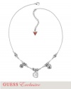 GUESS Women's Silver-Tone Logo Necklace, SILVER