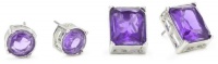 Nine West BLING IT ON Silver-Tone Double Purple Stone Stud Earrings Set