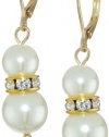 Anne Klein Sharrots Gold-Tone White Pearl Drop Earrings