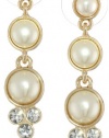 Anne Klein Stafford Gold-Tone Pearl Cream Triple Drop Earrings