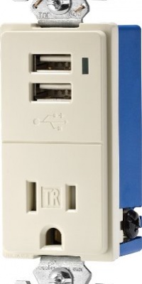 Cooper Wiring Devices TR7740LA-K Combination USB Charger with Tamper Resistant Receptacle, 2-Pole, 3-Wire Grounding, Light Almond Cooper Wiring Devices TR7740LA-K Combination USB Charger with Tamper Resistant Receptacle, 2-Pole, 3-Wire Grounding, Light Almond