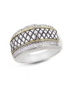 Effy Jewlery Balissima Silver & 18K Gold Diamond Ring, .19 TCW Ring size 7