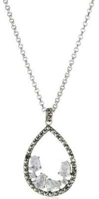 Judith Jack Sterling Silver, Marcasite and Cubic Zirconia Elongated Drop Pendant Necklace Judith Jack Sterling Silver, Marcasite and Cubic Zirconia Elongated Drop Pendant Necklace