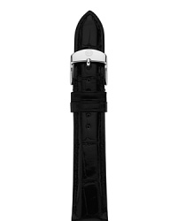 Update your look with a rich, black alligator strap. The stainless steel buckle has signature logo engraving. Interchangeable with any Michele watch head from the Sport Sail. Update your look with a rich, black alligator strap. The stainless steel buckle has signature logo engraving. Interchangeable with any Michele watch head from the Sport Sail.