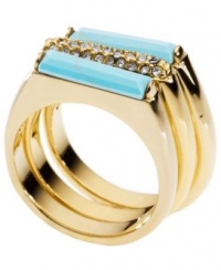 Michael Kors Rings, Stone and Turquoise Set of 3 Stacked Rings, Size 7 Michael Kors Rings, Stone and Turquoise Set of 3 Stacked Rings, Size 7