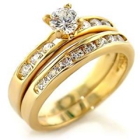 W-293 Elegant Two Piece Wedding Ring Set 18kt Gold EP Sizes Available in 5-10 Lifetime Guarantee Anniversary Engagement Band W-293 Elegant Two Piece Wedding Ring Set 18kt Gold EP Sizes Available in 5-10 Lifetime Guarantee Anniversary Engagement Band