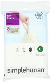 simplehuman Custom Fit Trash Can Liner C, 10-12 Liters / 2.6- 3.2 Gallons, 20-Count (Pack of 3) simplehuman Custom Fit Trash Can Liner C, 10-12 Liters / 2.6- 3.2 Gallons, 20-Count (Pack of 3)