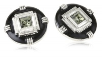 T Tahari Jet and Crystal Button Earrings T Tahari Jet and Crystal Button Earrings