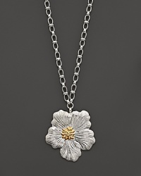 A delicate gardenia, captured at the height of its beauty in sterling silver and 18K yellow gold, blooms on this necklace from Buccellati. A delicate gardenia, captured at the height of its beauty in sterling silver and 18K yellow gold, blooms on this necklace from Buccellati.