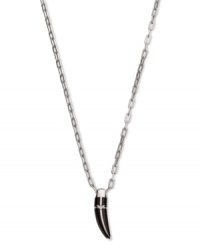 Look sharp in this striking pendant necklace from Emporio Armani. Features a black onyx stone with the company's signature logo. Setting and chain crafted in stainless steel. Approximate length: 20 inches + 2-inch extender. Approximate drop: 1-3/4 inches. Look sharp in this striking pendant necklace from Emporio Armani. Features a black onyx stone with the company's signature logo. Setting and chain crafted in stainless steel. Approximate length: 20 inches + 2-inch extender. Approximate drop: 1-3/4 inches.