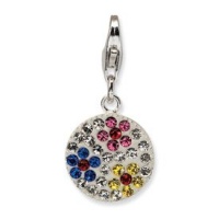 Genuine IceCarats Designer Jewelry Gift Sterling Silver Swarovski Element Flower Disc W/Lobster Clasp Charm Genuine IceCarats Designer Jewelry Gift Sterling Silver Swarovski Element Flower Disc W/Lobster Clasp Charm